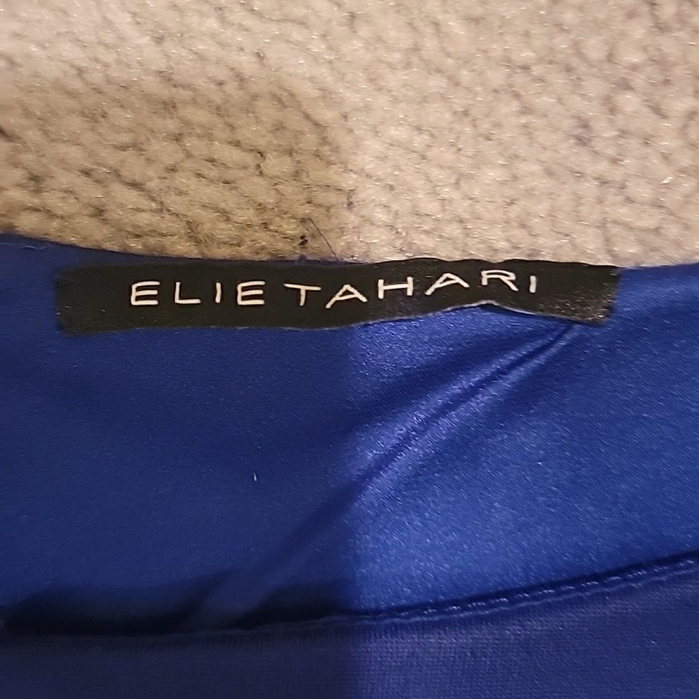 Elie Tahari royal blue leather trimmed sheath dress sz 8 - Picture 8 of 10